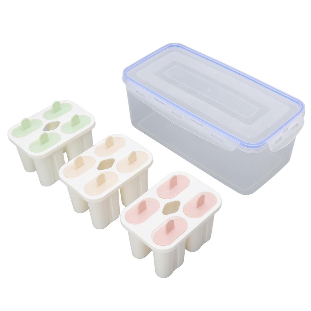 3pcs Ice Lolly Stick Molds PP Food Grade Reusable 12 Sticks Ice Cream Maker for Milk Yogurt Pudding