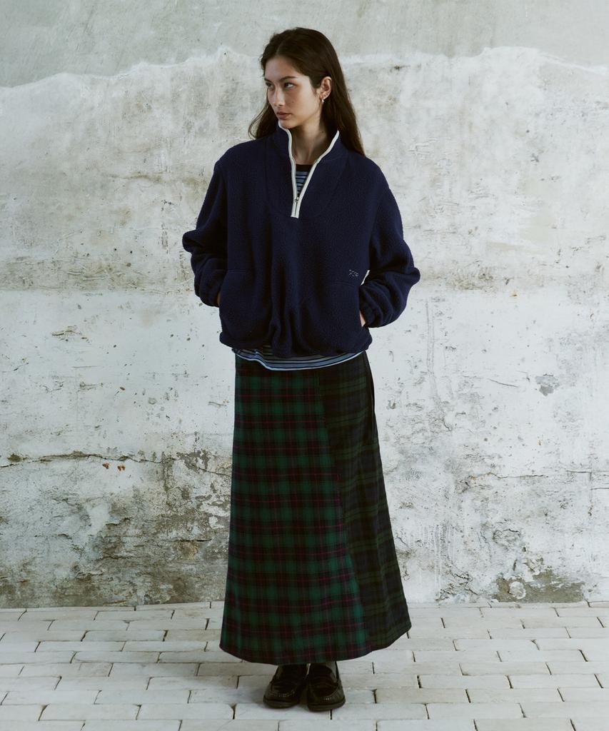 FRITUR Tartan Check Maxi Skirt Green_F254Sk01