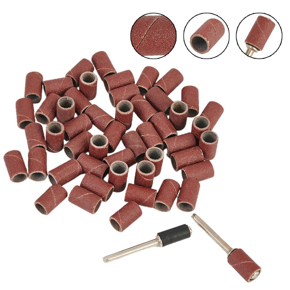 50* 320 Grit Drum Sanding Bands Sleeves+2* Mandrels Sandpaper Rotary Tool Kit