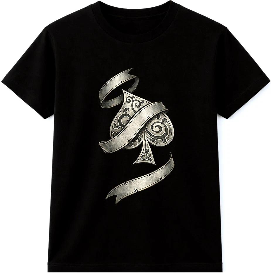 Ace Of Spades Poker T Shirt Crown Spade Casino Gambler Card Graphic Tee