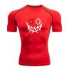 Men's Compression Workout T-Shirt, Barbed Wire Smiley Red He