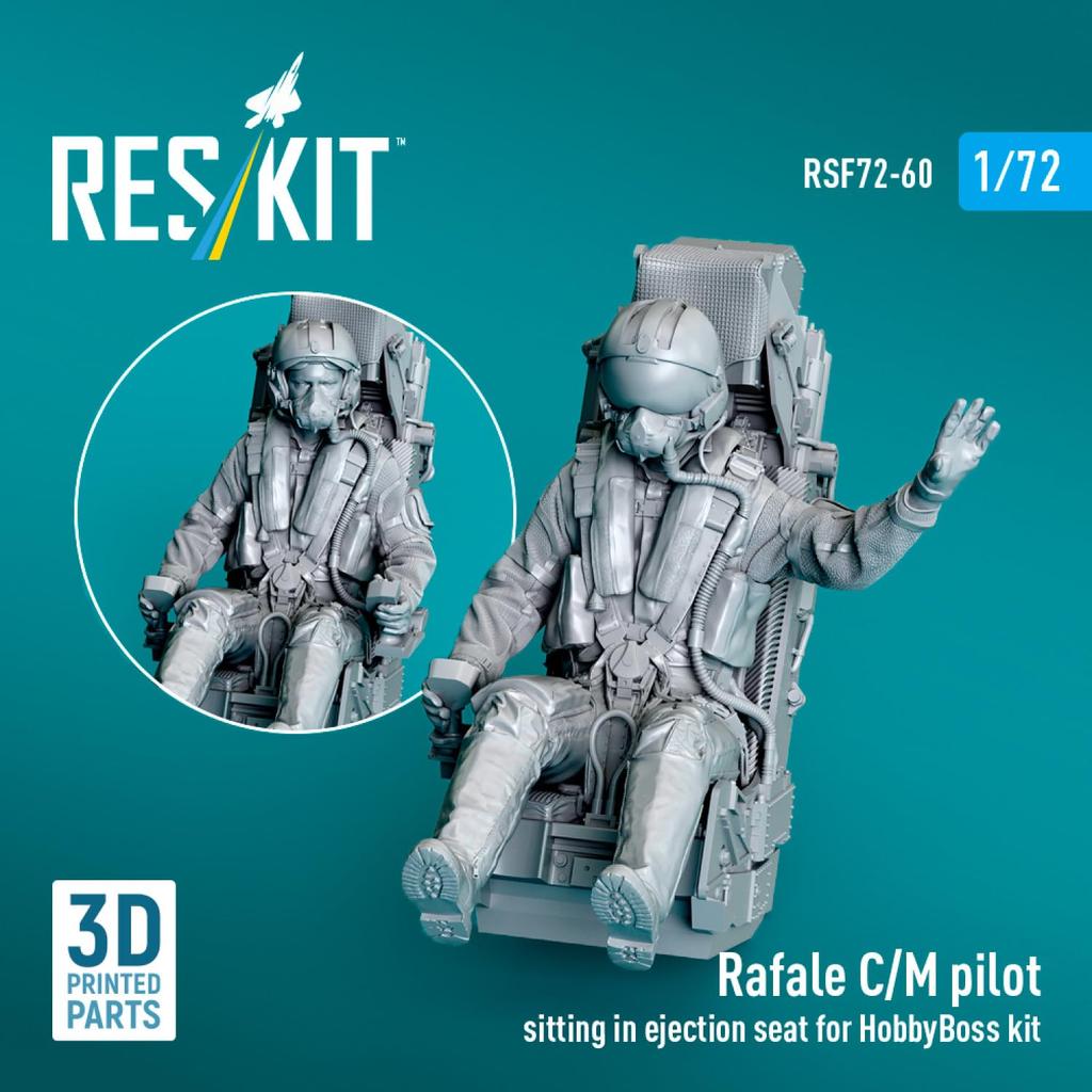 Reskit Rafale Pilot with Ejection Seat Hobby Plastic Model Kit Parts 1/72 C/M (for Boss) RSKF72-0060 (Airplane)