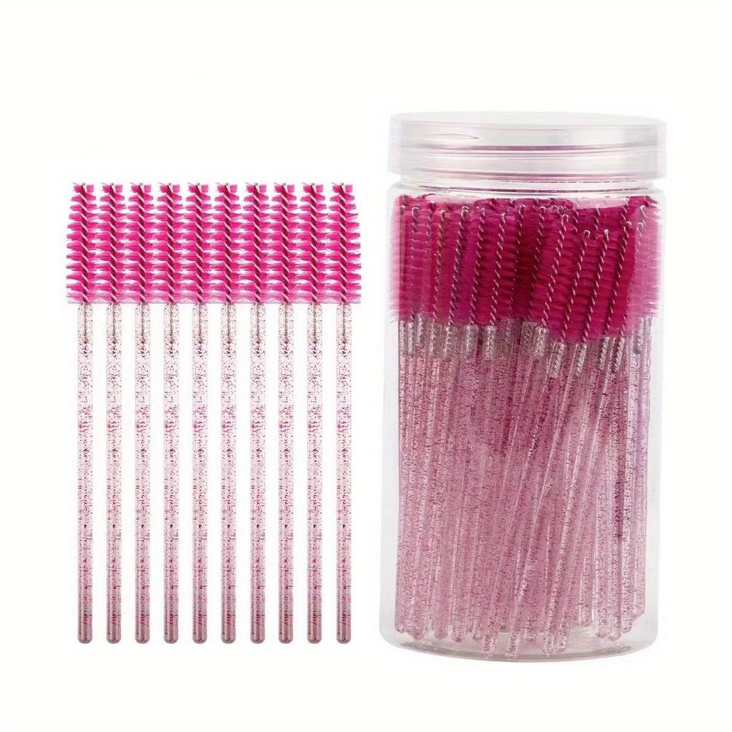 50 Pièces Brosses Jetables pour Extensions de Cils Sourcils Cils Goupillons Baguettes de Mascara Avec Étui de Rangement Outils de Maquillage de Beauté