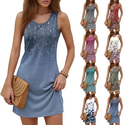 Women's Fashion Casual Print Round Neck Sleeveless Dress