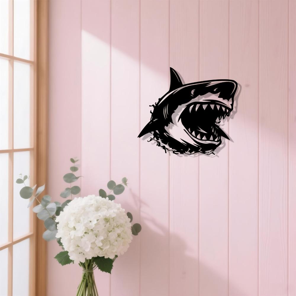 Shark Metal Wall Art Man Cave Decor Game Room Gift