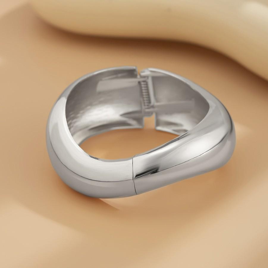 Bold Geometric Metallic Wide Bangle with Heavy Industry Design