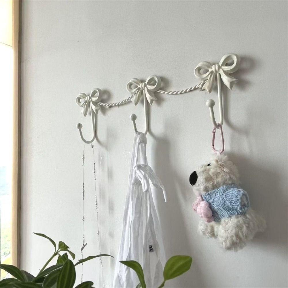 Iron Material Metal Bow Wall Hooks Sturdy Metal Modern Minimalist Hooks Wall Hook Living Room