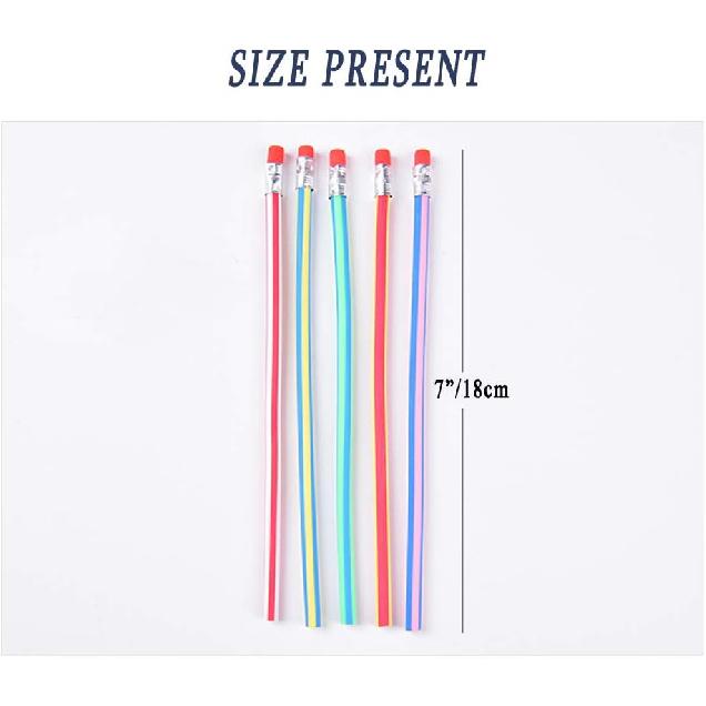 Flexible Bendy Pencil,35 PCS Flexible Soft Pencil Colorful Stripe Soft Pencils with Eraser As Gift for Students or Children
