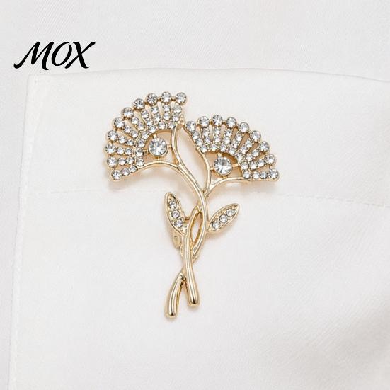 Elegant Leaf Jewelry Rhinestone Ginkgo Brooch, Sparkling Lapel Pin for Men Women, Women Brooch Decorative Badge Clothes Bag Hat Scarf Suits Accessory