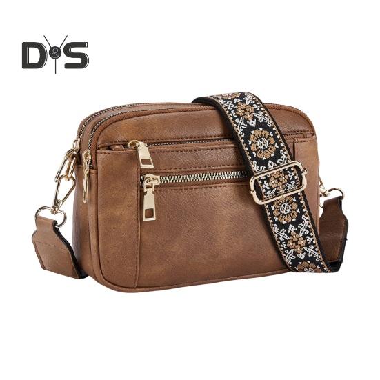 

Женская сумка через плечо из искусственной кожи, маленькая сумка через плечо с регулируемым ремешком, сумка через плечо для ежедневных поездок на работу Brown