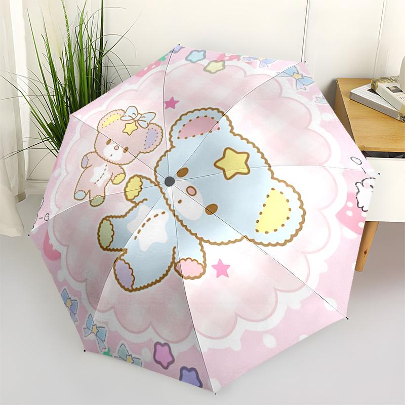 

1pc Kawaii Teddy Bear Umbrella - Auto Open Close, Foldable Design, 8-Rib Iron Frame, Outdoor Use, Festival Gift, Suitable for Fans, Travel, Daily Use,