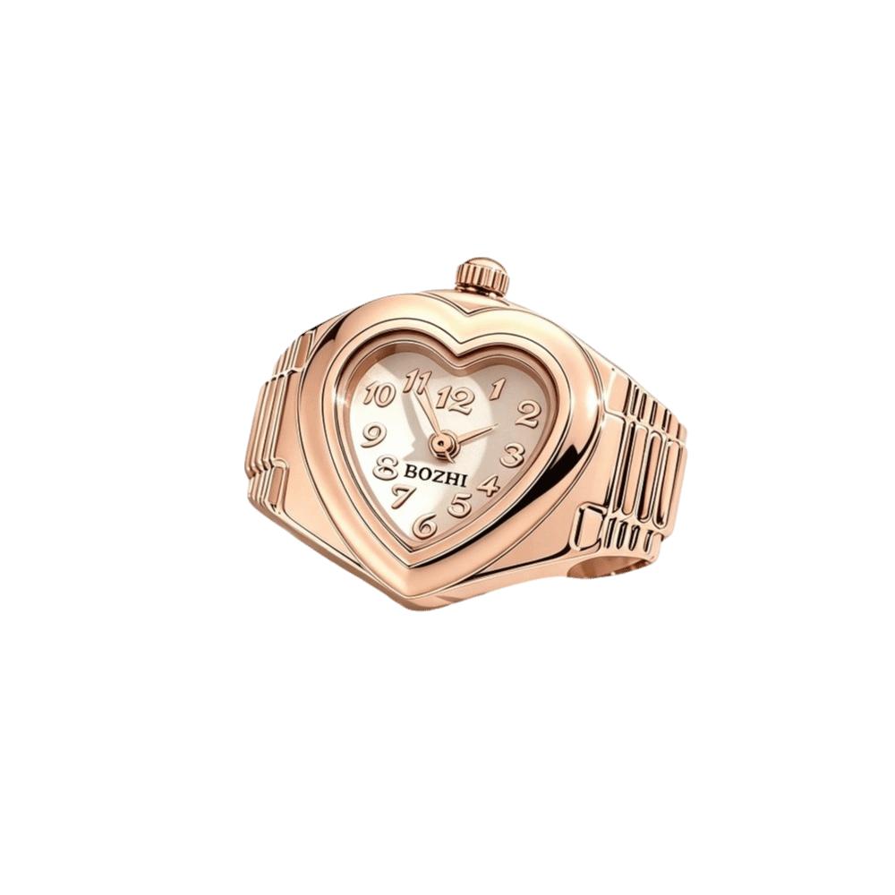 Stainless Steel Mini Finger Watch Heart Shaped Quartz Movement Watch  Fashion Accessories