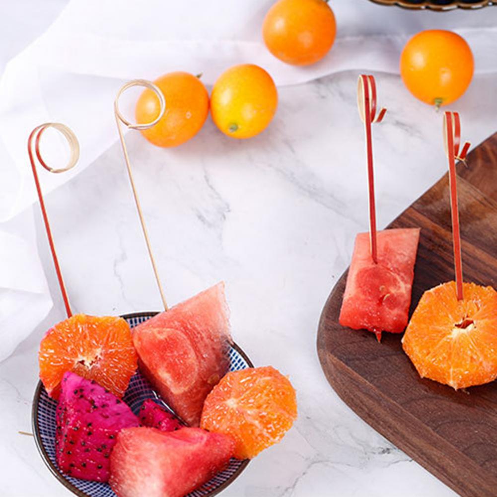 100Pcs Disposable Bamboo Sticks Wooden Knotted with Twisted Ends Skewers Fruit Cocktail Picks BBQ Snacks Club Sandwiches