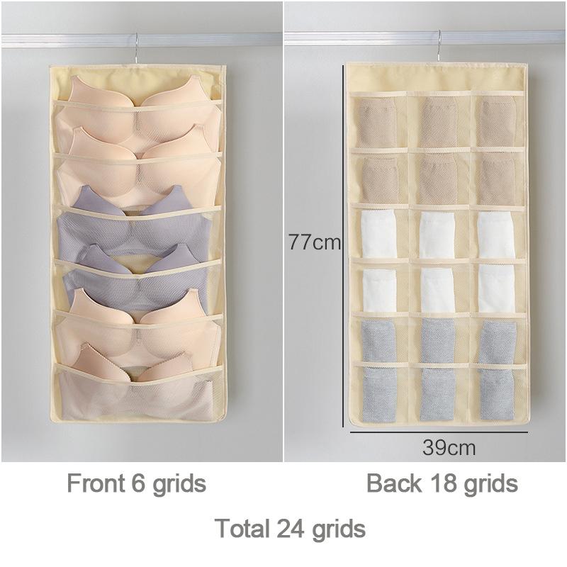 Non-Woven Double-Sided Underwear Storage Bag Wardrobe Hanging Bag Folding Clothing Organizer Transparent Socks Bra Storage Bags