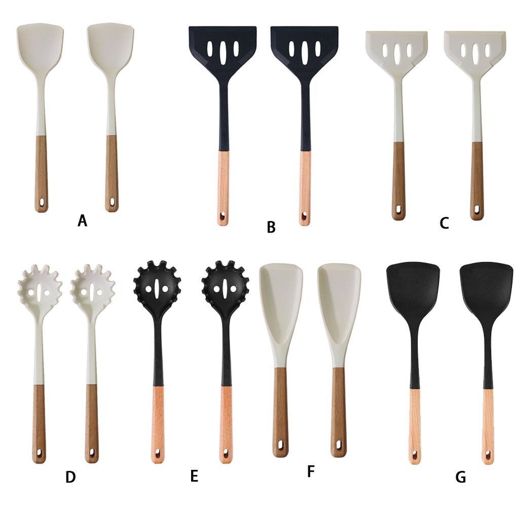 2pieces Non Stick Pan Special Shovel Silicone Spatula Set For Various Cooking Needs Scooping