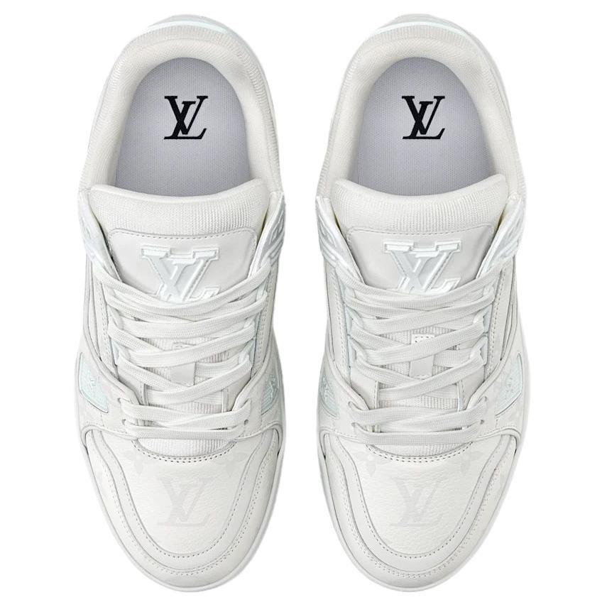 Louis Vuitton Trainer Cow Leather Low Top Skateboard Shoes Women's Gray White 1AKKHJ