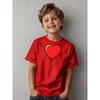 Boys Black Heart Balloon Print Crewneck Short Sleeve Tee, Casual Sport Daily Top