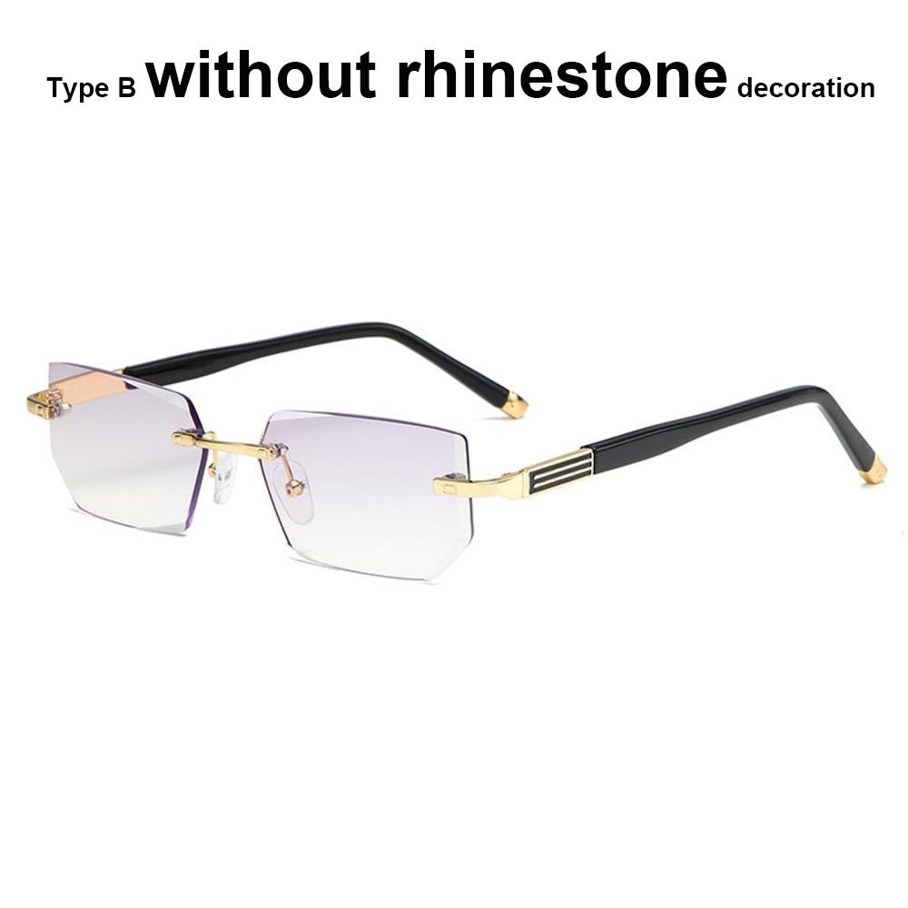 

KLASSNUM Мужские очки для чтения без оправы, с обрезанным краем, пресбиопические очки, анти-синий свет, анти-усталость, плюс очки с прозрачными линзами для пресбиопии +400