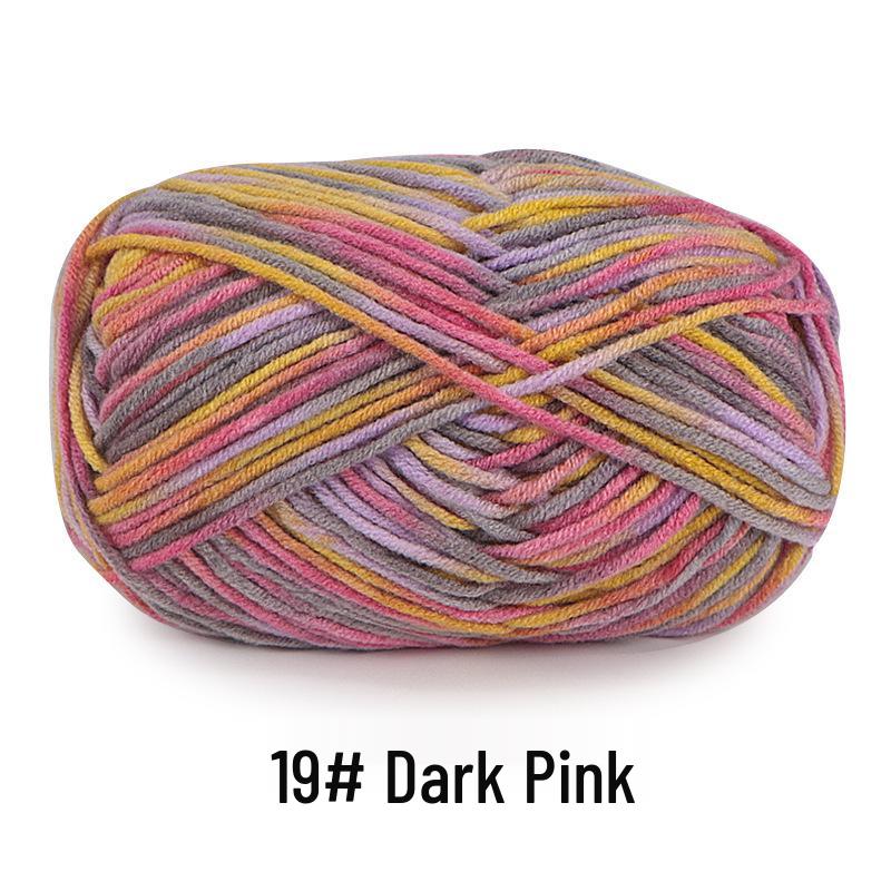 Aou Ou 5-Strand Variegated Milk Cotton Yarn Ball, Floral Medium-Thick, for Baby Scarves and Slippers.