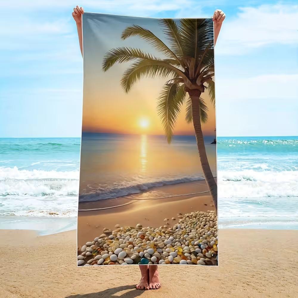 Beach Theme Beach Towel Starfish Shell Printing Microfiber Quick Drying Absorbent Large Bath Towel