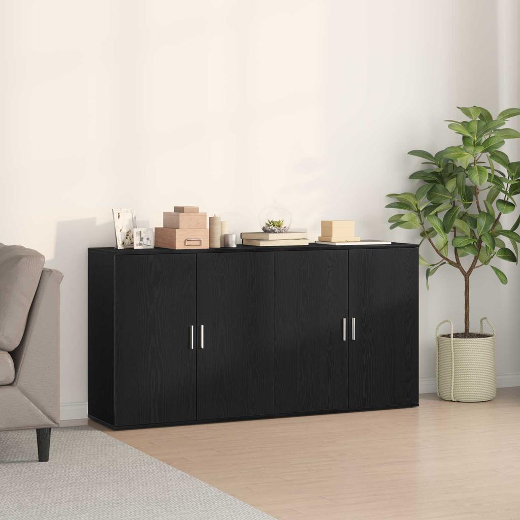 Sideboard 2 pcs Black Oak Look 79 x 38 x 80 cm