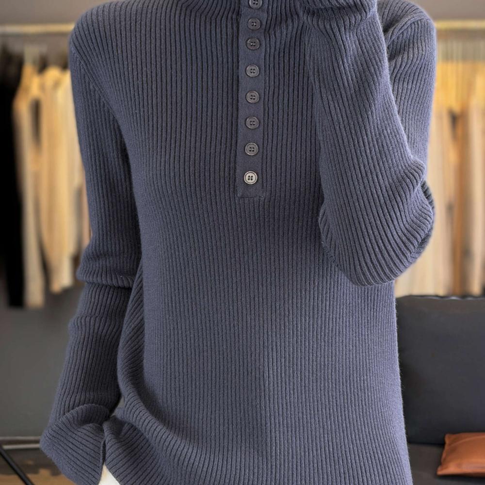 Новый осенне-зимний полосатый базовый слой, женский приталенный вязаный свитер с полувысоким воротом, однотонный теплый свитер XL серый