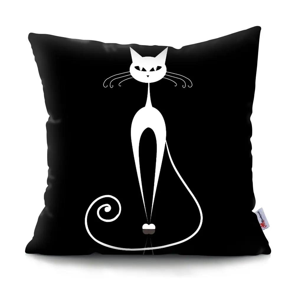 Black Cat Cushion Cover Pet  Sofa Bedroom Decoration Pillowcase Pattern   Case