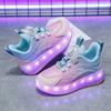 29-38 Children's Plus Size Fashionable Two Wheel Disassembly Into Flat Sports Shoes LED Illuminated Sports Shoes Ice Skates