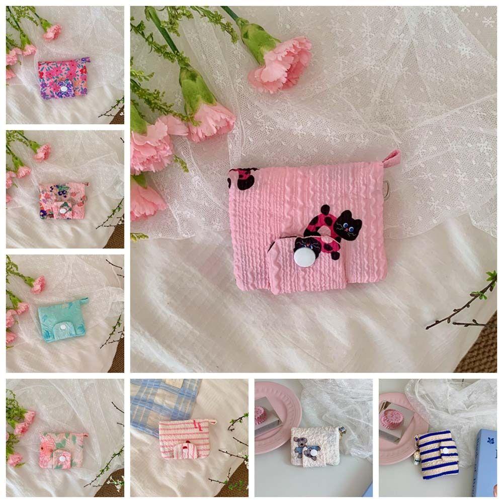 Bear Flower Coin Purse Canvas Cloth Envelope Wallets Simple Mini Cash Wallet  Female
