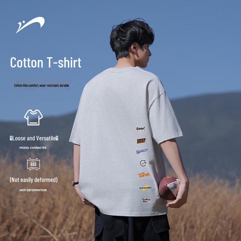 Guirenniao Men s Cotton Retro Short-Sleeve T-Shirt L