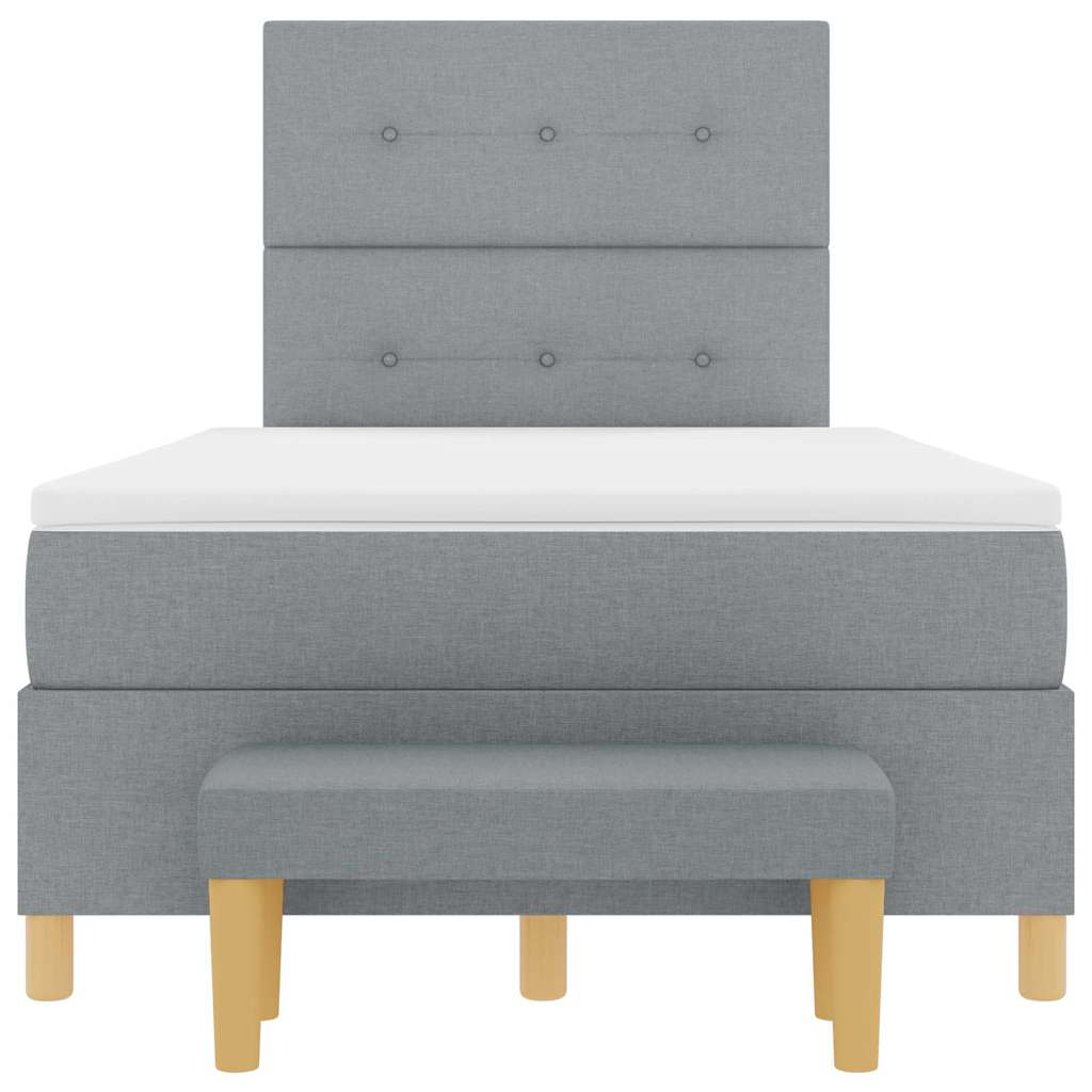 Boxspring Bed with Headboard Light Grey 120 x 200 cm Fabric