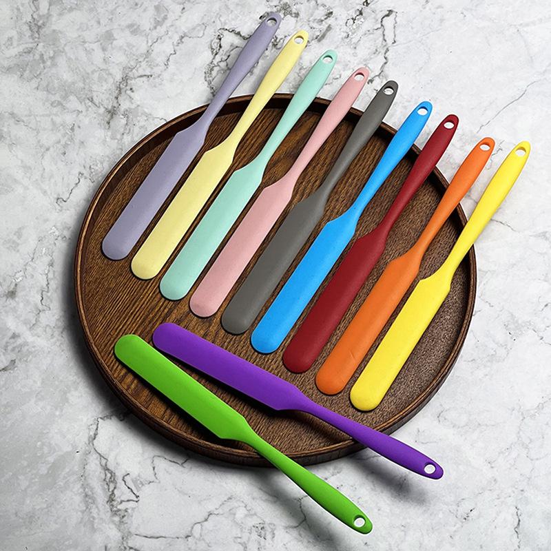 Kitchen Heat-Resistant Silicone Jar Spatula Scraper Long Handle Cake Butter Cream Scraper Tool