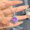 Elegant Purple Ice Cut Pendant Necklace Women Luxe New Chinese Jade Pot Design Radiant Jewelry