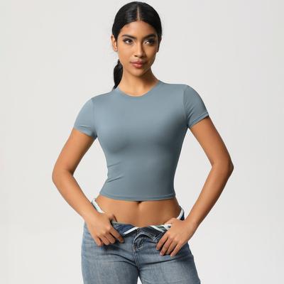 Camisetas Deportivas para Mujer Manga Corta Compresivas Secado Rápido Súper Elásticas Adecuadas Para Correr Fitness Entrenamiento Yoga