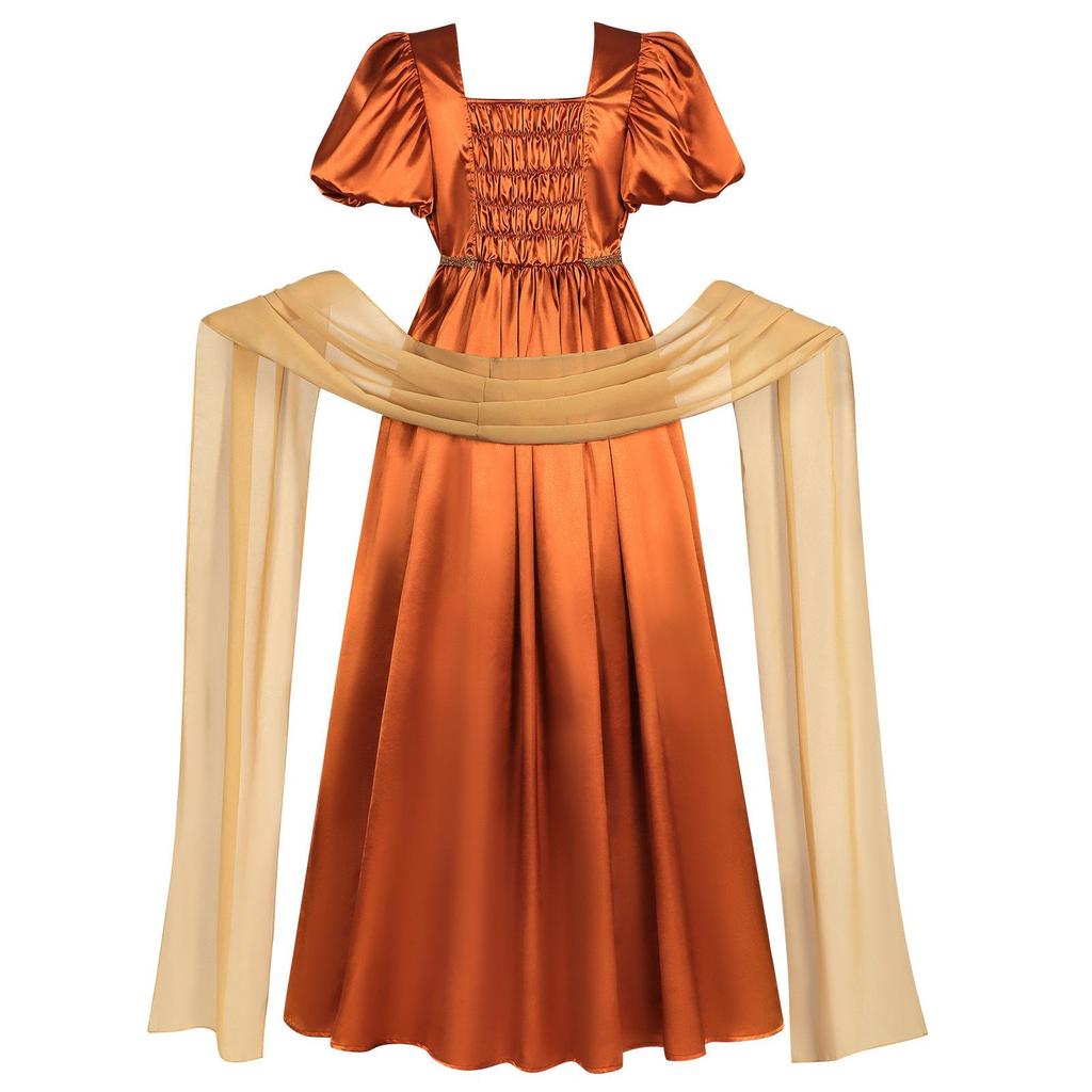 Regentenstil Kleid, elegante Ballonärmel fließender langer Rock, Damen Retro Palast Ball Kostüm, geeignet für Rollenspiele und Mottopartys
