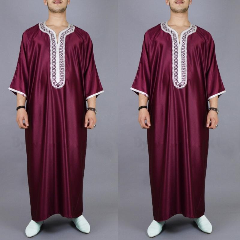 Traditional Muslim Clothing Men Saudi Arab Kaftan Middle East Jubba Thobe Gift