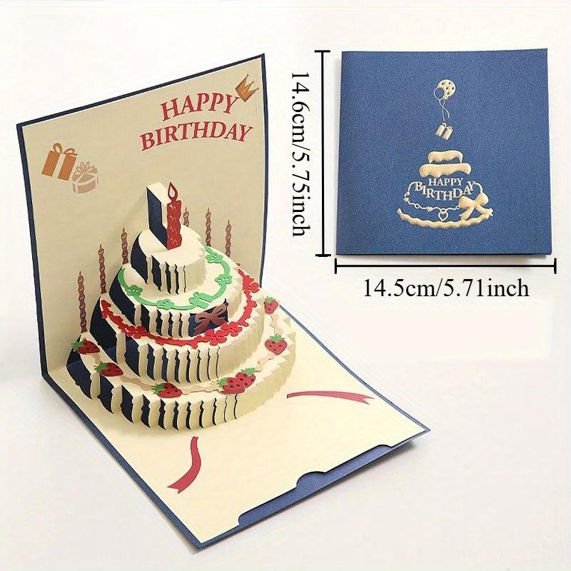 2pcs Birthday Greeting Cards 3D Pop Up Gift Card Gift Cards with Envelope Wedding Decorations for Tables