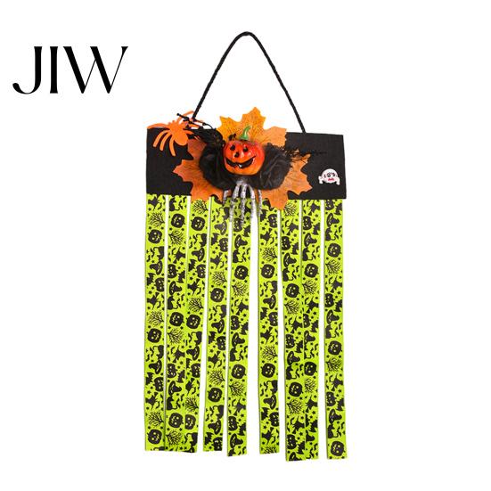 Non-woven Fabric Holiday Wall Decoration Halloween Rag Flag Banner, Pumpkin Maple Leaf Flower Ribbon Hanging Lightweight Hemp Rope Door Sign