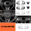 Car Interior Peach Wood Decoration Accessories Steering Wheel Button Cover Trim Frame For Toyota RAV4 RAV 4 XA50 2019-2021 2023