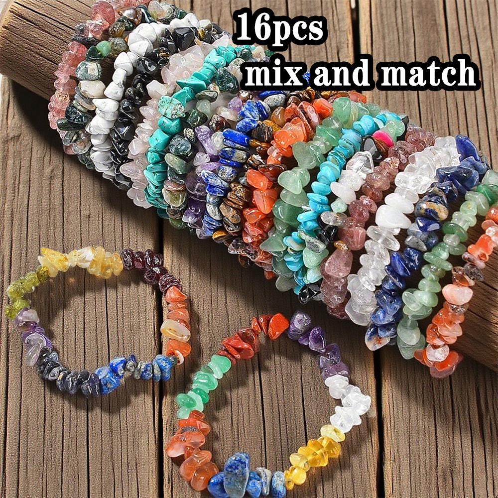 8/16/24 szt. Mieszana Bransoletka z Kamieni Naturalnych Nierówna Biżuteria Odpowiednia do Codziennego Dopasowywania/Leczenia Energetycznego/Prezentów Pamiątkowych