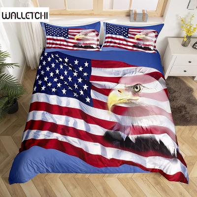 Amerikansk flagga påslakan Mikrofiber Kungsörn Patriotisk USA-flagga Sängkläder Set Självständighetsdagen Fjärde juli Påslakan