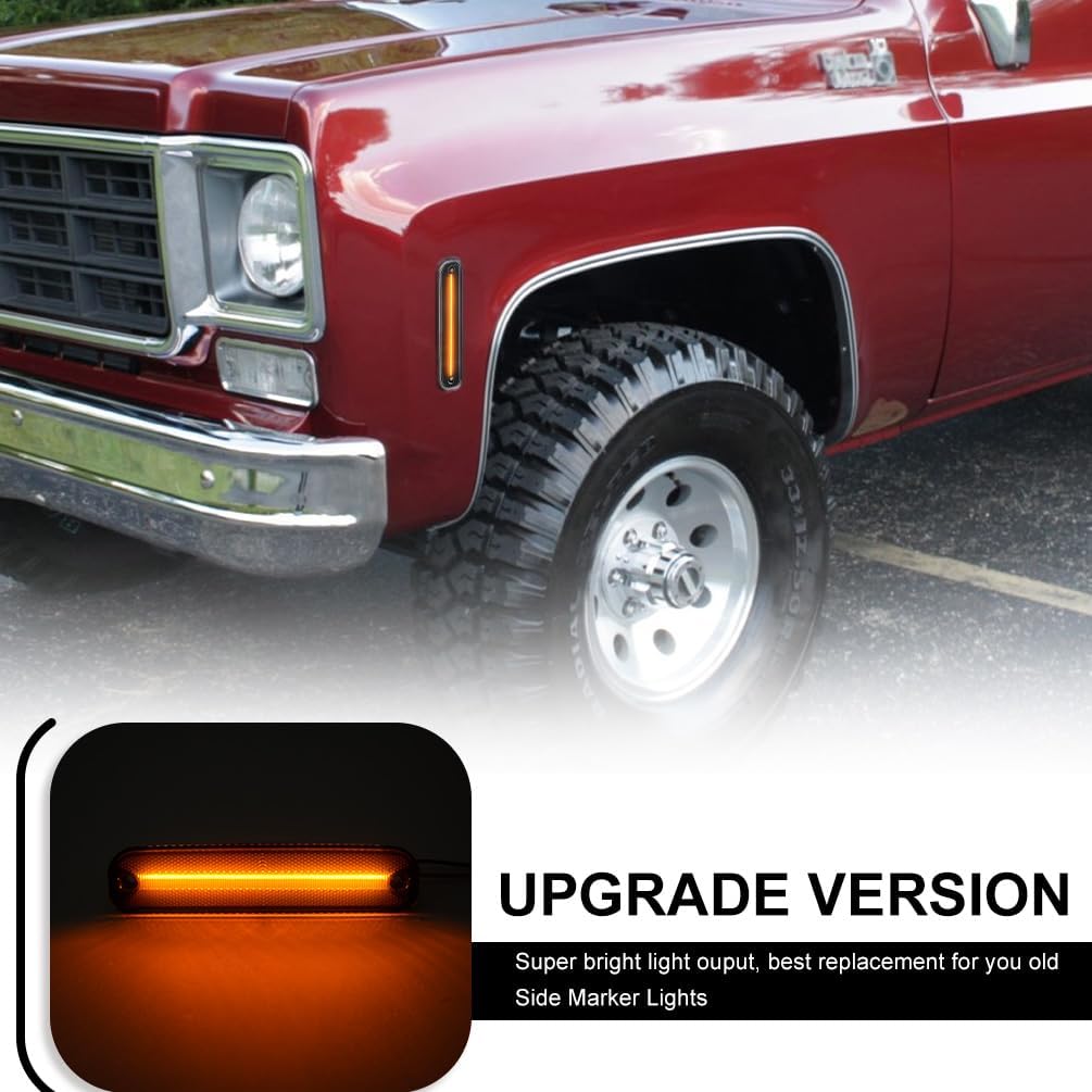 NJSBYL LED Side Marker Lights for Chevy and GMC C/K Series C10 C20 C30 K10 K20 K30 C1500 C2500 C3500 K1500 K2500 K3500 R30 V30 R3500 V3500 Smoked