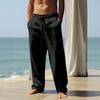 Men Casual Pants Drawstring Waist Pants Loose Fit Straight Leg Summer Trousers for Yoga Holiday Beach