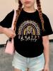 Graphic Summer Spring Be Happy Rainbow Leopard Print T Shirts Cat Funny Kids Children's T-shirt Boys Girls Casual Top Tee