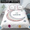 Cartoon Crescent Moon Bedding Set Twin Queen King Size Duvet Cover With Pillowcase Children Bedroom Quilt Cover Set Polyester
