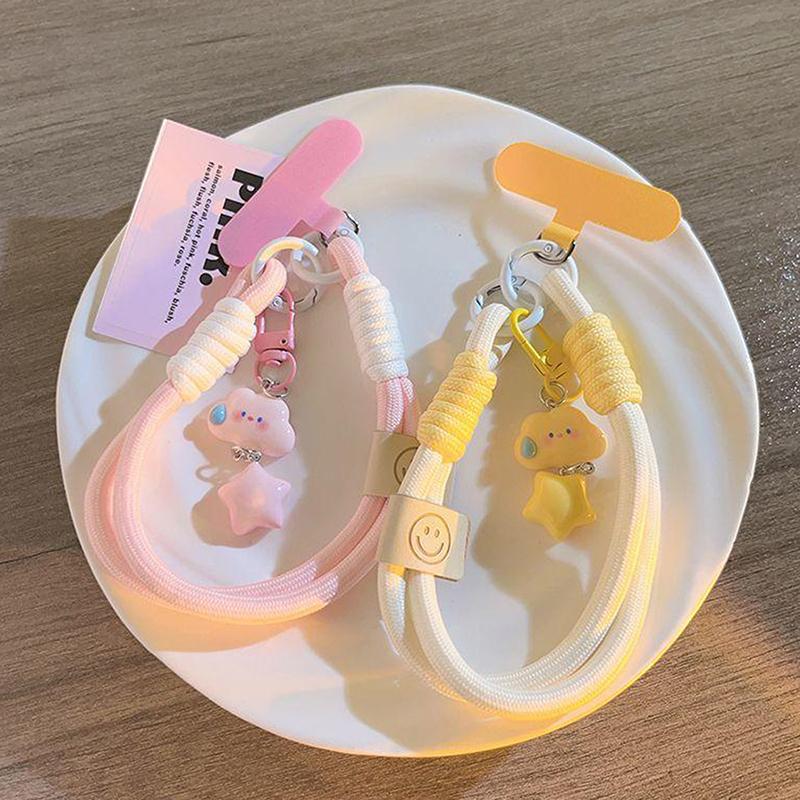 Colourful Mobile Phone Strap Short Wrist Strap Clouds Star Charm Keychain Camera Chain Lanyard Universal Phone Case Lanyard