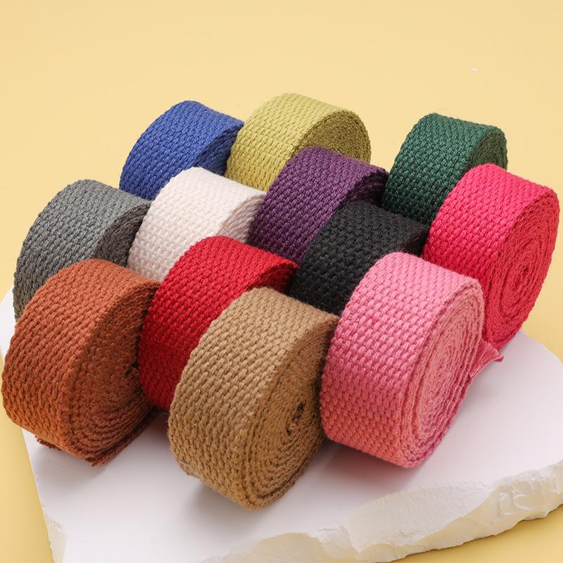 20-50mm 2mm Thick Cotton Webbing Tapes Canvas Webbings Ribbon for Sewing Clothing Belt DIY Bags Strap Band Accessories 10Meters