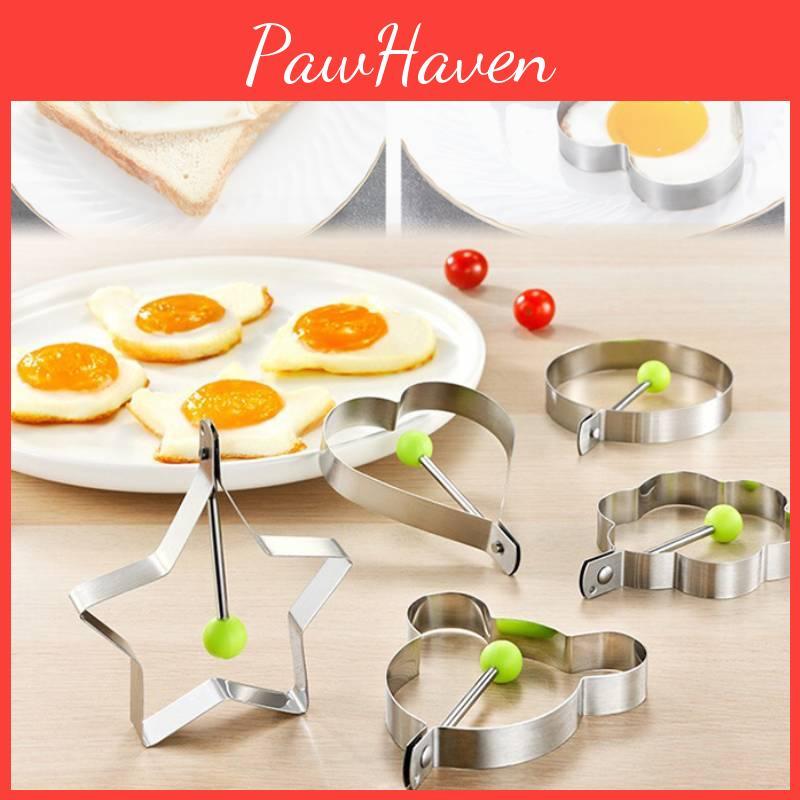 Langlebiges Edelstahl Eierform-Set mit Herz- und Sternformen für perfekte Spiegeleier und Reiskuchen