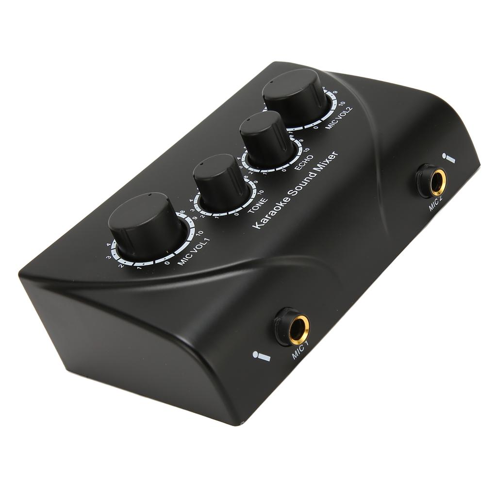 Karaoke Sound Mixer Professional Plug and Play 2 Mic Microphone Pre Amplifier for Home Theatre