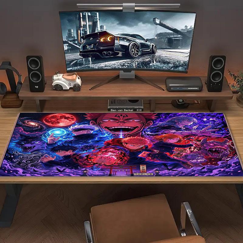 Jujutsu Kaisen Farb-Mauspad Großes Gaming-Tischkissen Rutschfestes Laptop-Tablet Großes Mauspads XXL Matte Mini-PC-Spielmatte Mit Verriegeltem Rand